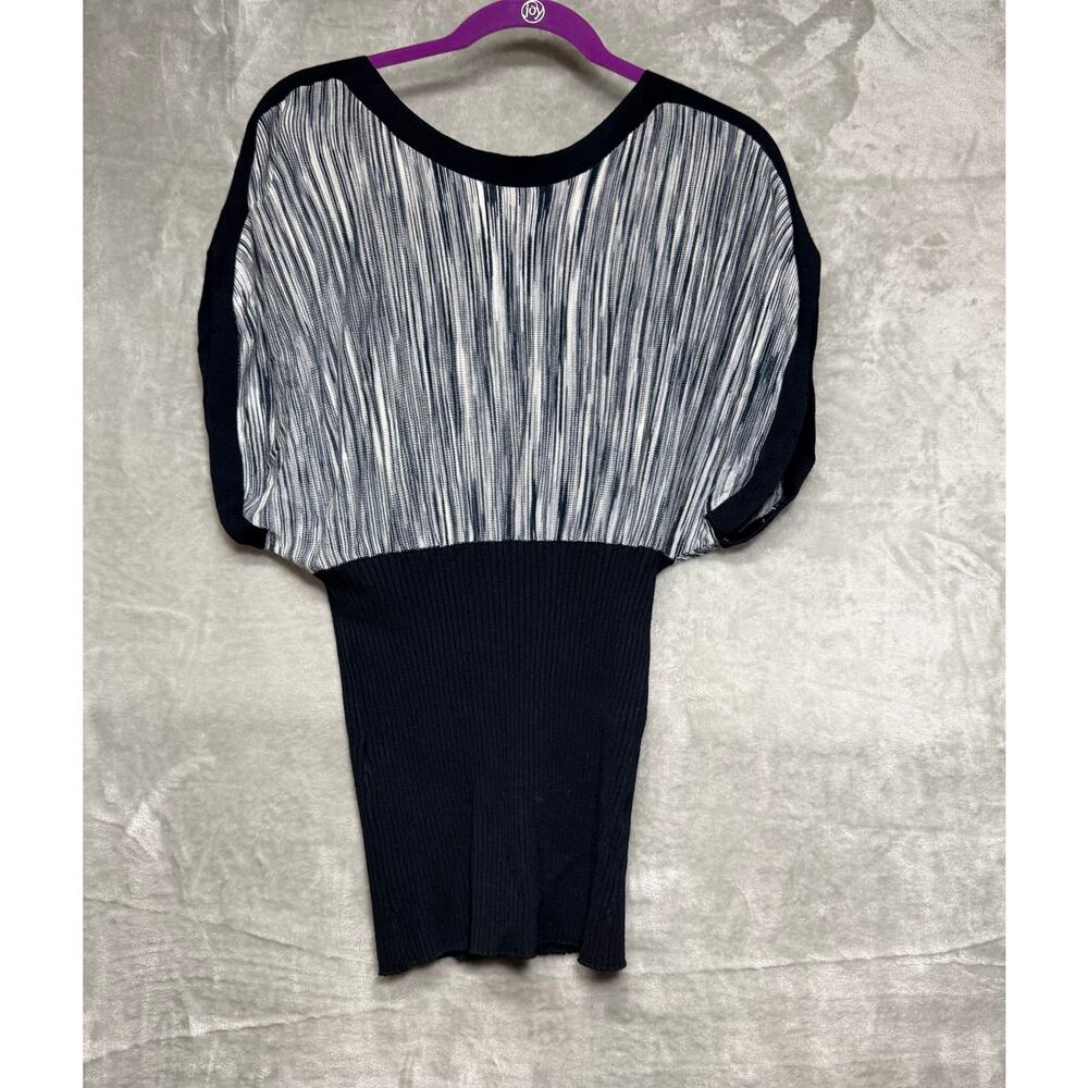 NWT Belldini Dolman Sleeve Ribbed Knit Blouse Black Gray Size Large - Picture 4 of 12